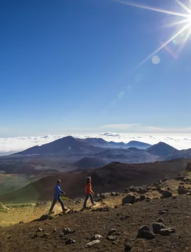 Travelers walking at Haleakala National Park