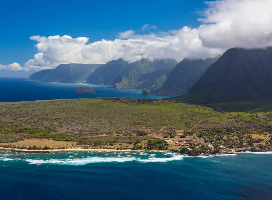 Air Activities Aerial shot of Molokai's Kalaupapa Coast